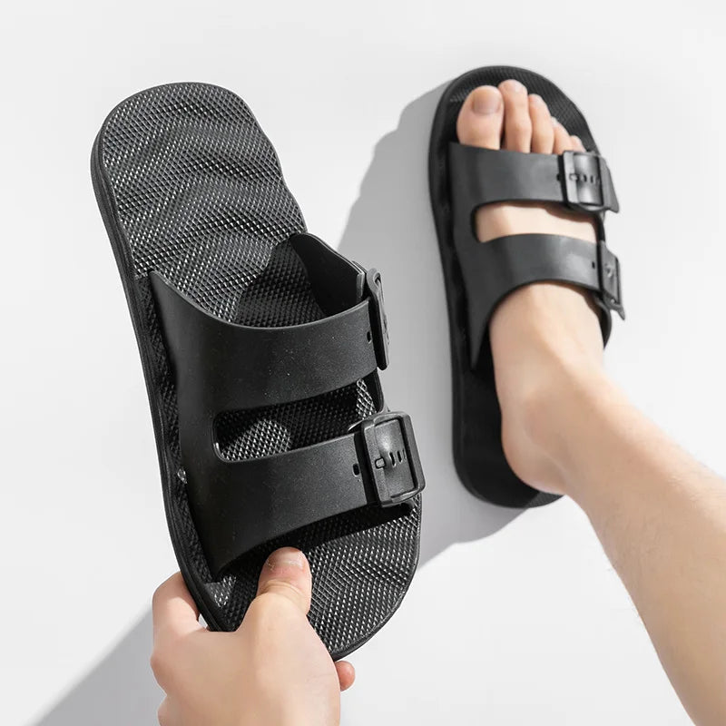 Men Slippers New Casual Stripes Sandals Summer Fashion Men Classic Flip Flops Hot Soft Beach Shoes Male Outddor Shoes Size 37-49