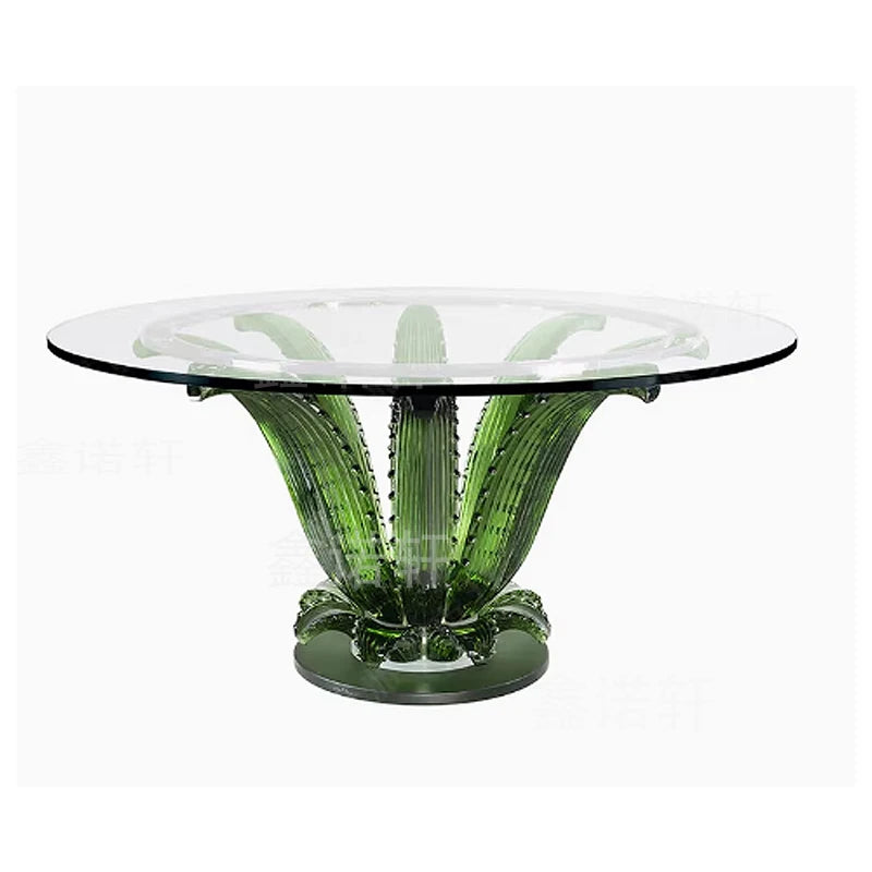 Simple High-Grade Transparent Resin Dining Table, Petal Coffee Table, Round Glass Table