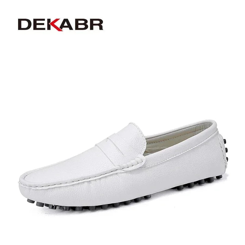 DEKABR Size 49 Men Casual Shoes Fashion Men Shoes Genuine Leather Men Loafers Moccasins Slip on Men's Flats Male Driving Shoes