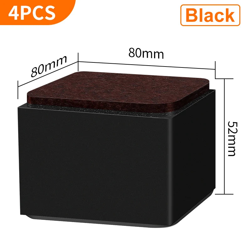 Bed Furniture Square Risers Solid Steel Bed Furniture Post Lifts Protect Floors Anti Scratch Wood and Carpet Surface Heavy Duty
