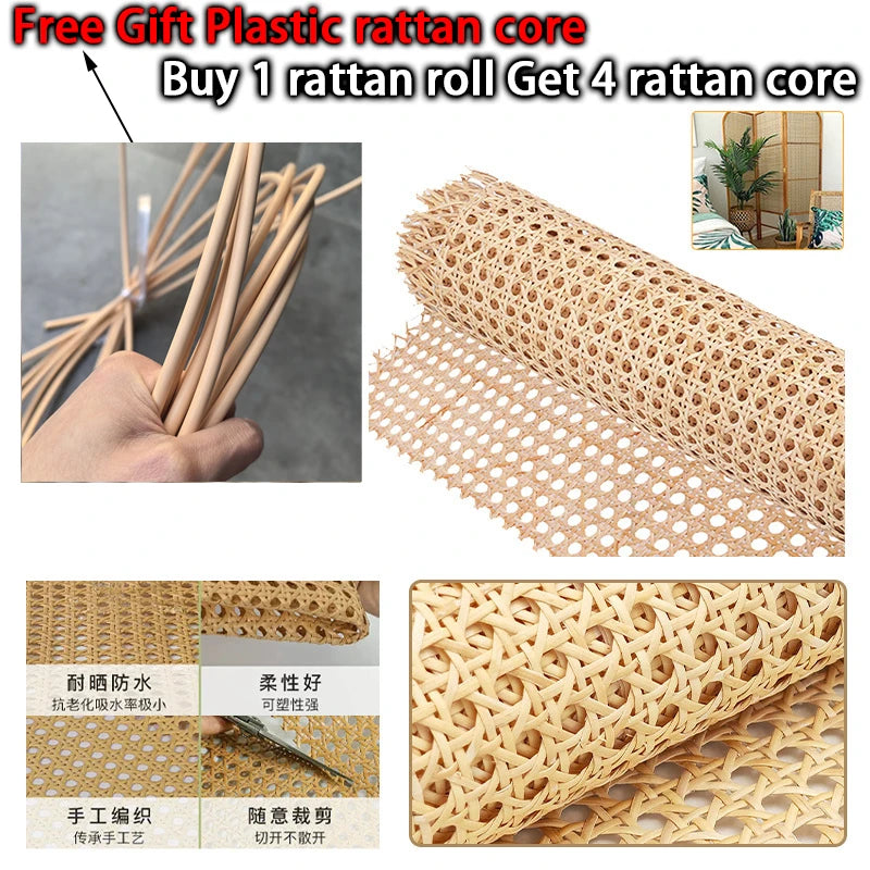 Natural Rattan Cane Webbing Roll 40/45/50/55cm Width Large Size Rattan Roll, Caning Material Rattan Fabric for Caning Projects