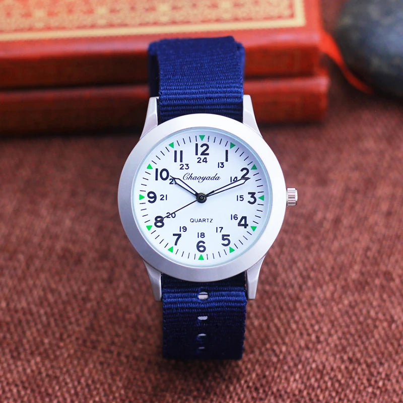 Relojes de marca famosa Chaoyada 2026 de alta calidad, a la moda,  para niños, niñas, estudiantes, hombres, de lona, transpirables y resistentes al sudor, 24 horas.