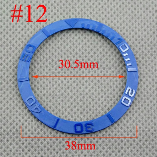 Inserto de bisel de cerámica negro, azul, blanco y verde de 38 mm para reloj automático para hombre Submariner de 40 mm