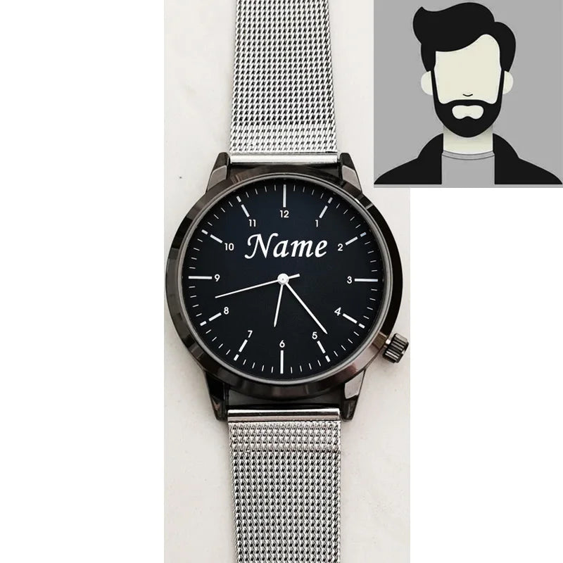 Grabado personalizado gratuito con su nombre, logotipo o texto. Reloj de pulsera para hombre y mujer, resistente al agua 3 ATM, reloj personalizado.