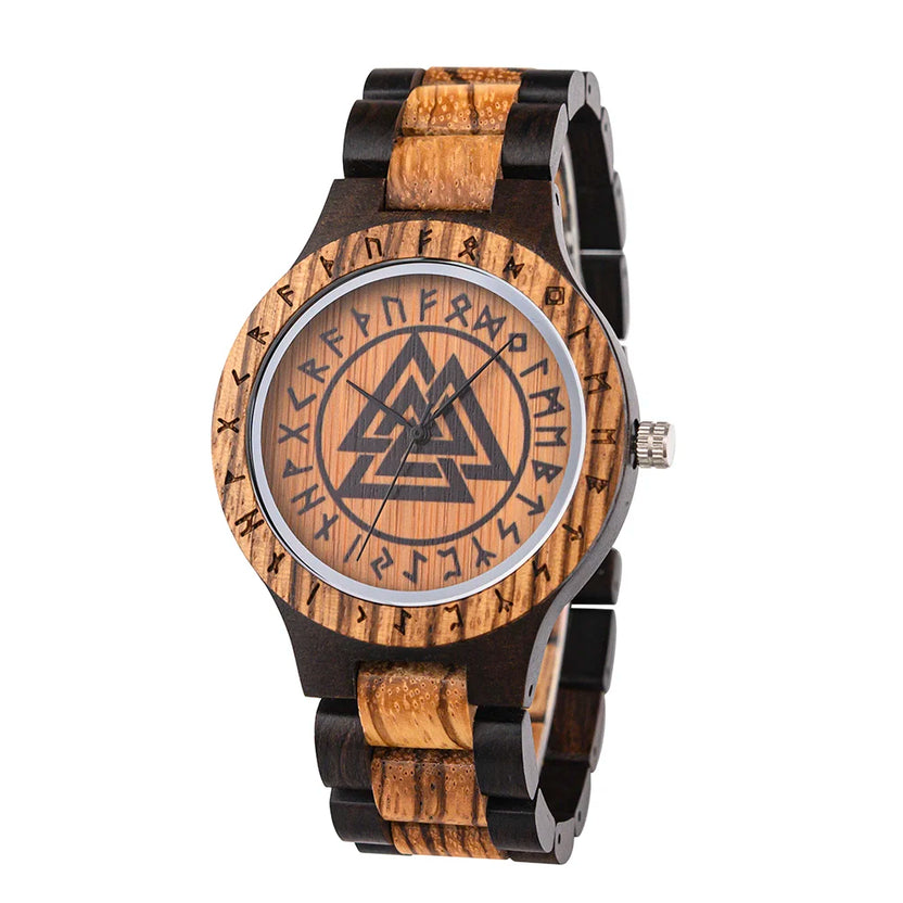 BOBO BIRD Watches for Man Viking Odin Rune Men Quartz Wristwatches Cultural Totem Dail With Wooden Strap Reloj De Hombre