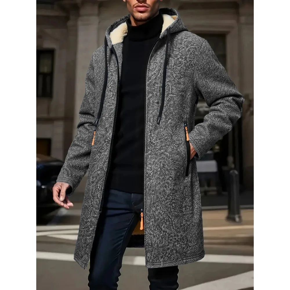 Chaqueta cortavientos con cremallera y forro polar para hombre, abrigo cálido de invierno