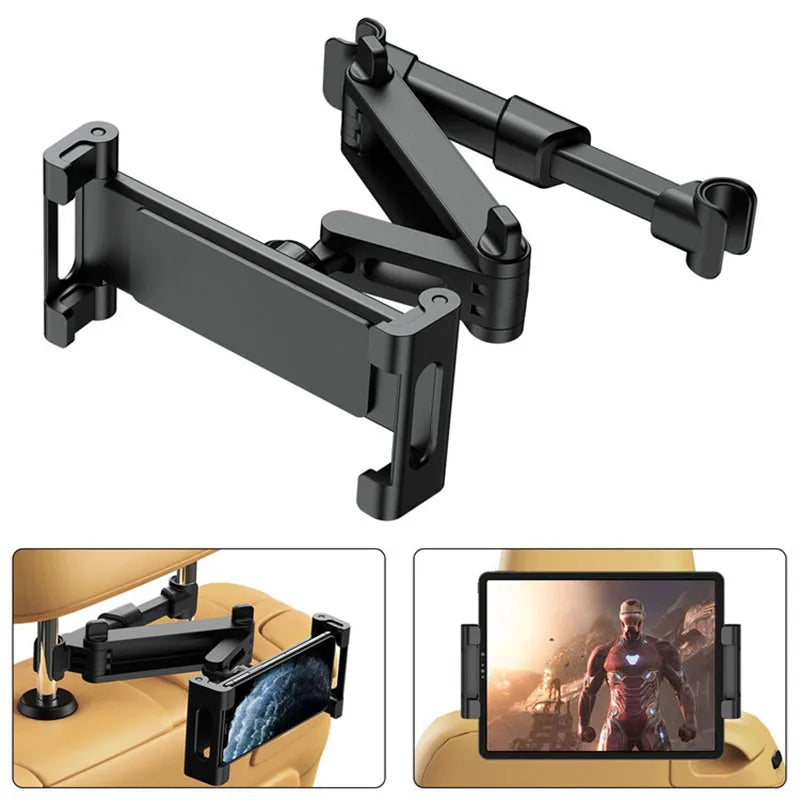 Soporte telescópico de aleación de aluminio para teléfono y tableta para el respaldo del asiento del coche