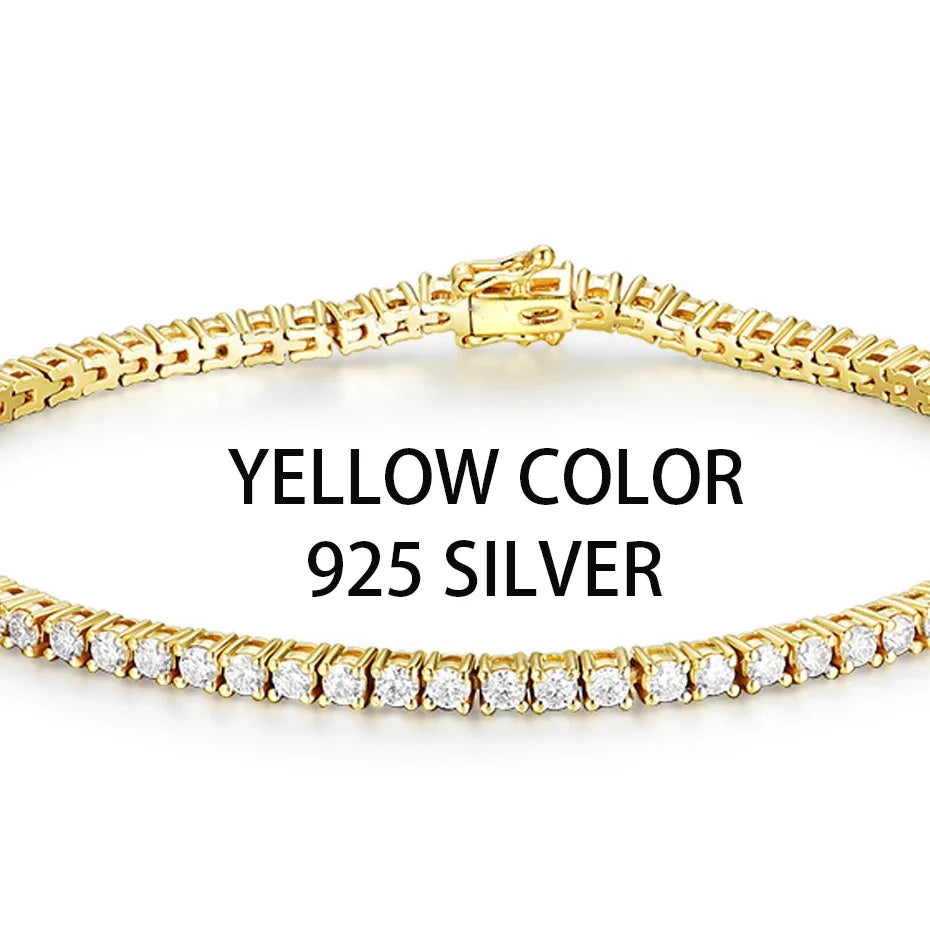 Pulsera de moissanita Kuololit para mujer, de oro amarillo sólido de 14K o 10K, pulsera de tenis de moissanita con certificación GRA, regalo de compromiso o Navidad