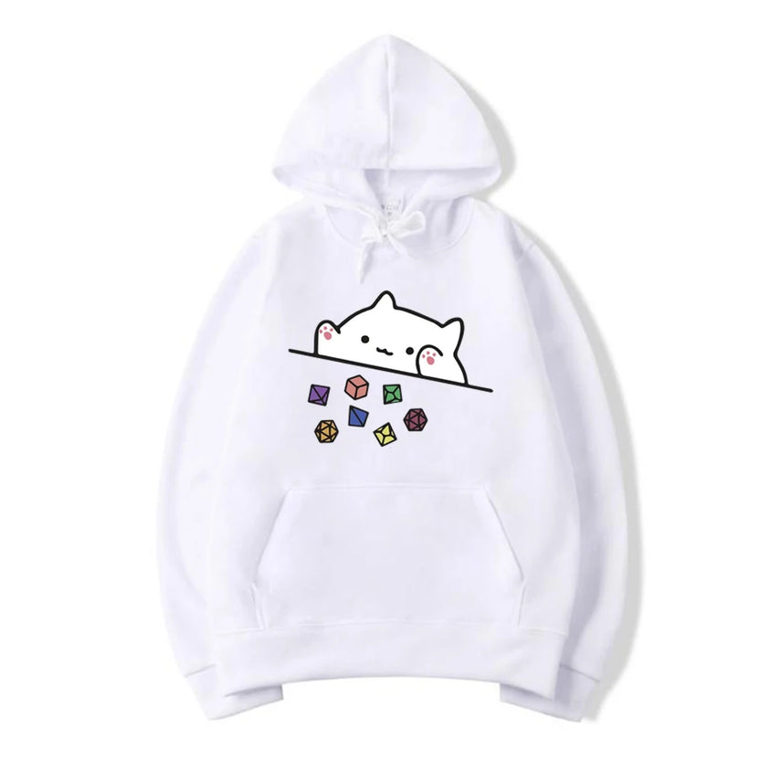 Bluza z kapturem dla Mistrza Gry z kotem rzucającym kośćmi, do gier RPG, urocza bluza dla miłośnika kotów, retro DnD, unisex