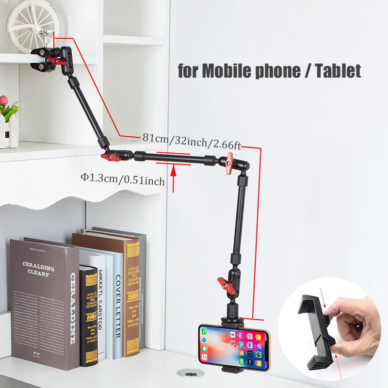 Brazo mágico de aleación de aluminio de 32" BFOLLOW con abrazadera para cámara y dispositivos móviles
