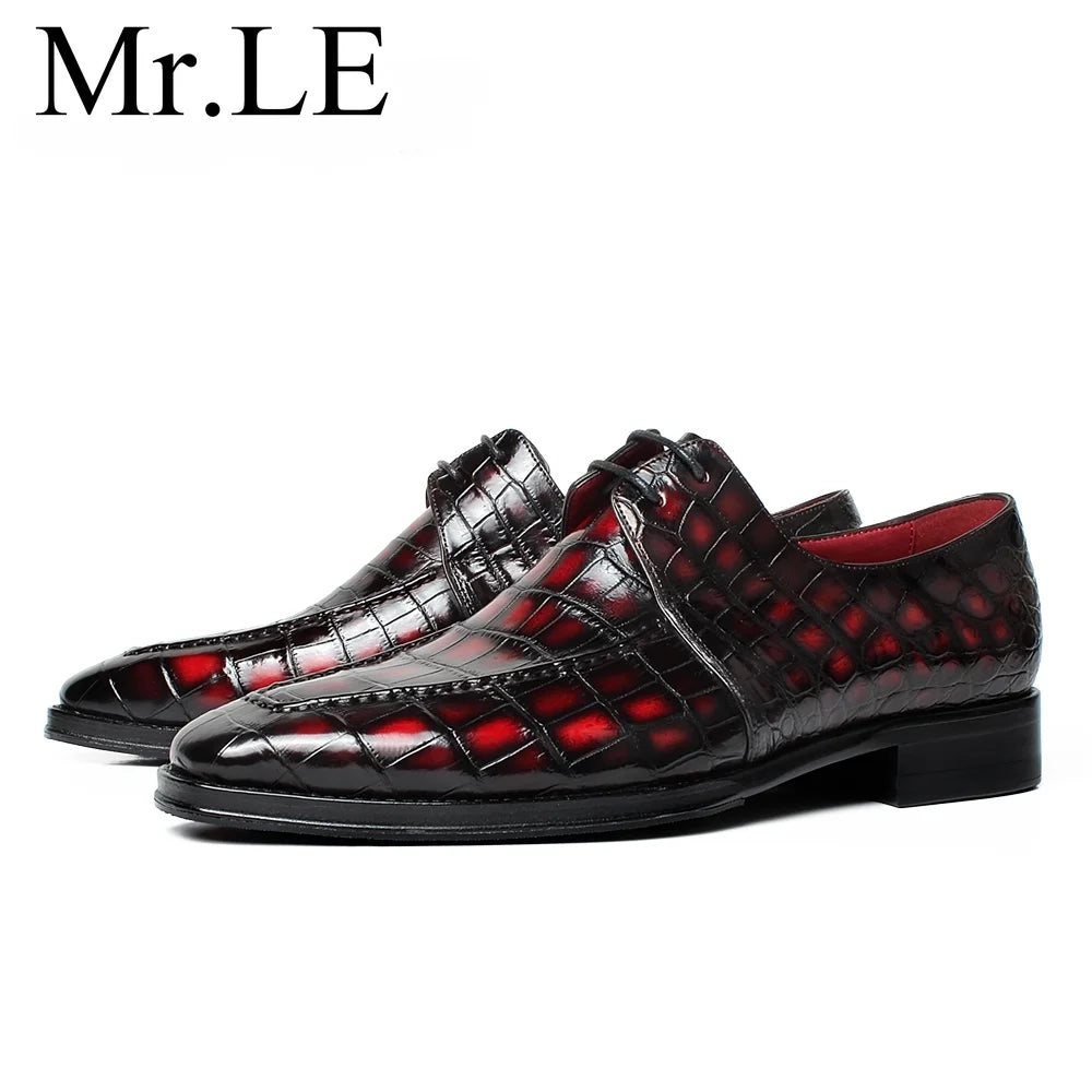 Zapatos de vestir para hombre de piel de cocodrilo, estilo Derby - Duraderos, cómodos, transpirables y elegantes