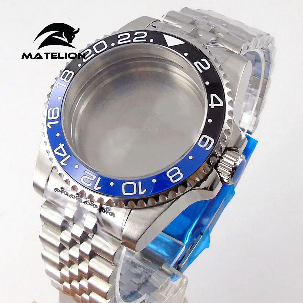 Koperta do zegarka Matelion 200M do nurkowania 40mm, pasuje do mechanizmów NH35 NH36 NH34 GMT ETA 2824 PT5000, bransoleta typu Jubilee, szkło szafirowe, zapięcie przesuwne