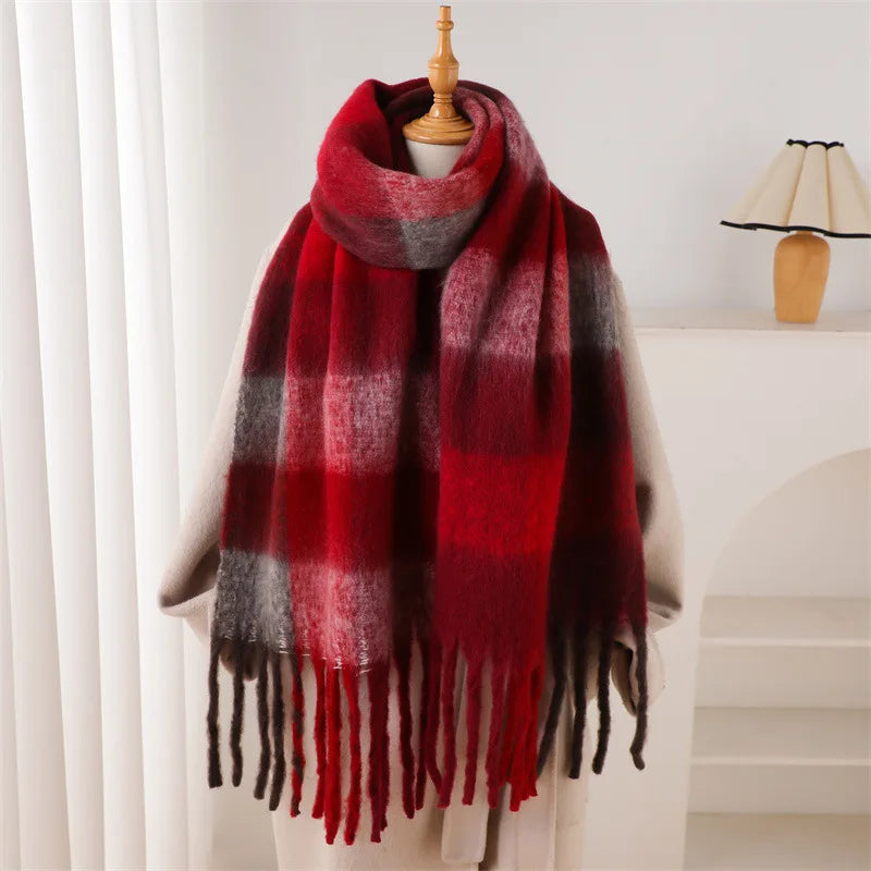 2026 Winter Thick Warm Scarf Women Cashmere Shawl and Wraps Pashmina Neckerchief Bufanda Female Rainbow Hairy Tessel Echarpe New
