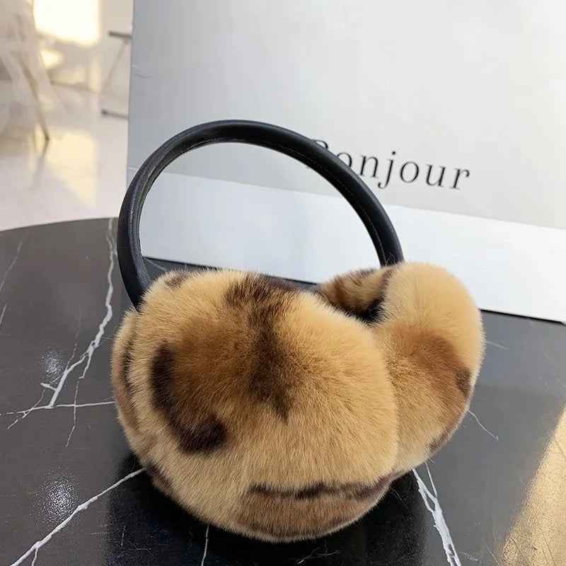 Natural 100% Rex Rabbit Fur Earmuffs Fashion Women Warm Russia Winter Real Fur Earmuffs Children Ear Cover Fur Earlap Girl