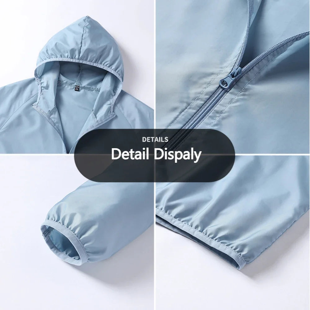 Chaqueta de verano para hombre con protección solar, ligera, transpirable, de seda de hielo, con capucha, de secado rápido, resistente a los rayos ultravioleta para exteriores.