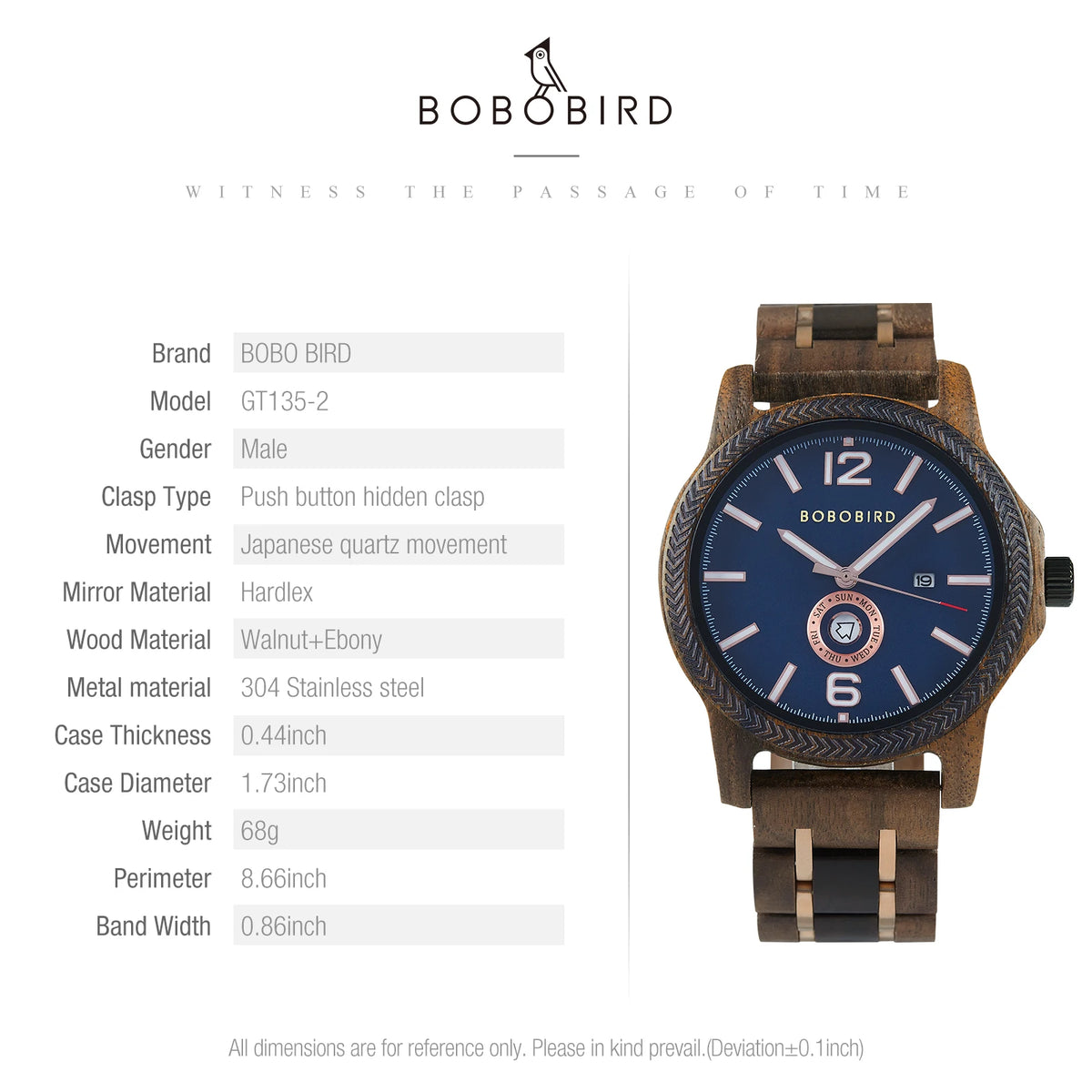 Wooden  Men's Watches BOBOBIRD New Fashion Japanese Movement Quartz Wristwatch Week Date Display Custom Name Brand Great Gift