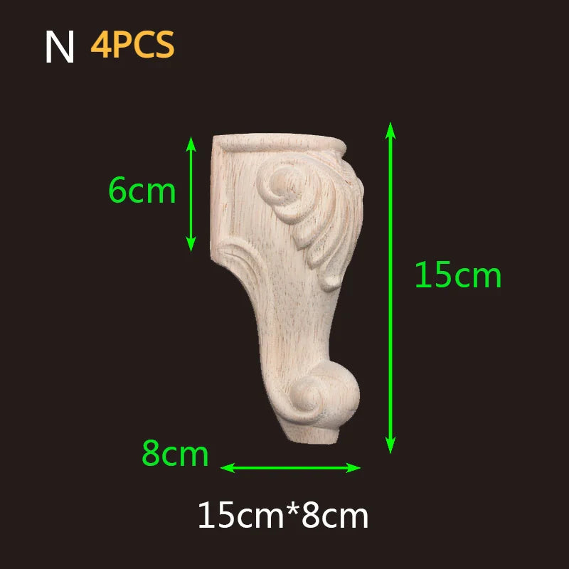 2-4pcs Wood Furniture Legs Sofa Couch Chair Ottoman Loveseat Coffee Table Cabinet Feet Bun Foot Wood Bend Appliques Onlays