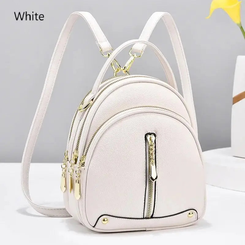 Lekki, mały plecak damski ze skóry ekologicznej, 3-funkcyjna torebka typu crossbody