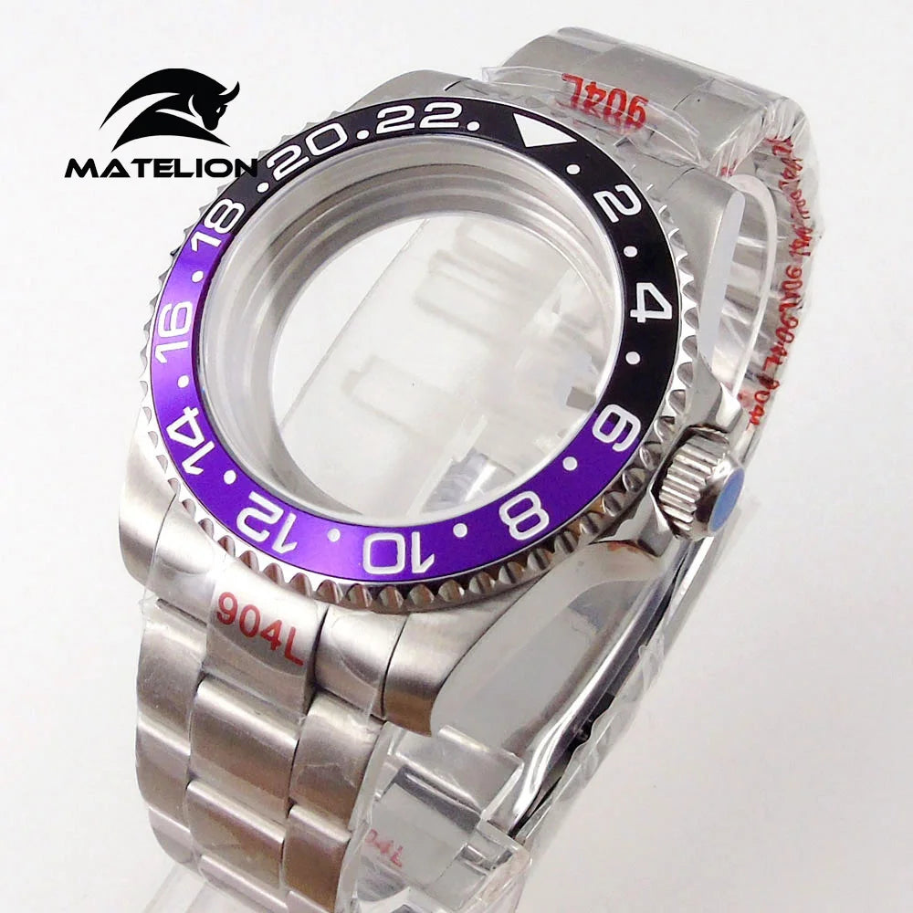 Koperta do zegarka Matelion 20ATM Dive 40mm SUB, pasuje do mechanizmów NH35, NH34 GMT, ETA 2824, PT5000, stalowa bransoleta, szafirowe szkło, 120 kliknięć, przesuwane zapięcie