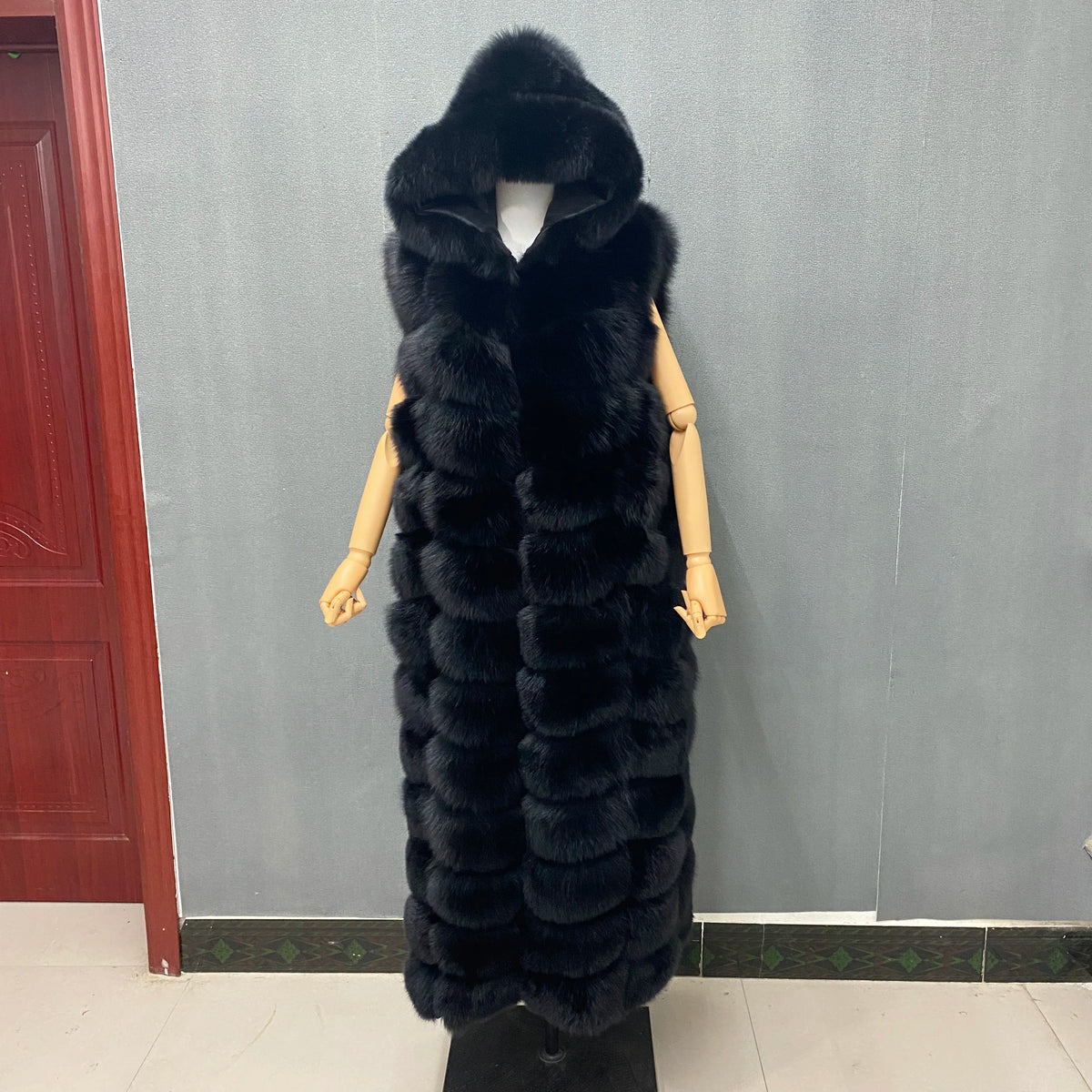 Lengthening Real Fox Fur Vest Natural Fur Coat for Jacket Female Coats Hood Waistcoat Long Fur Coats Real Fur Fox Vest Jacket