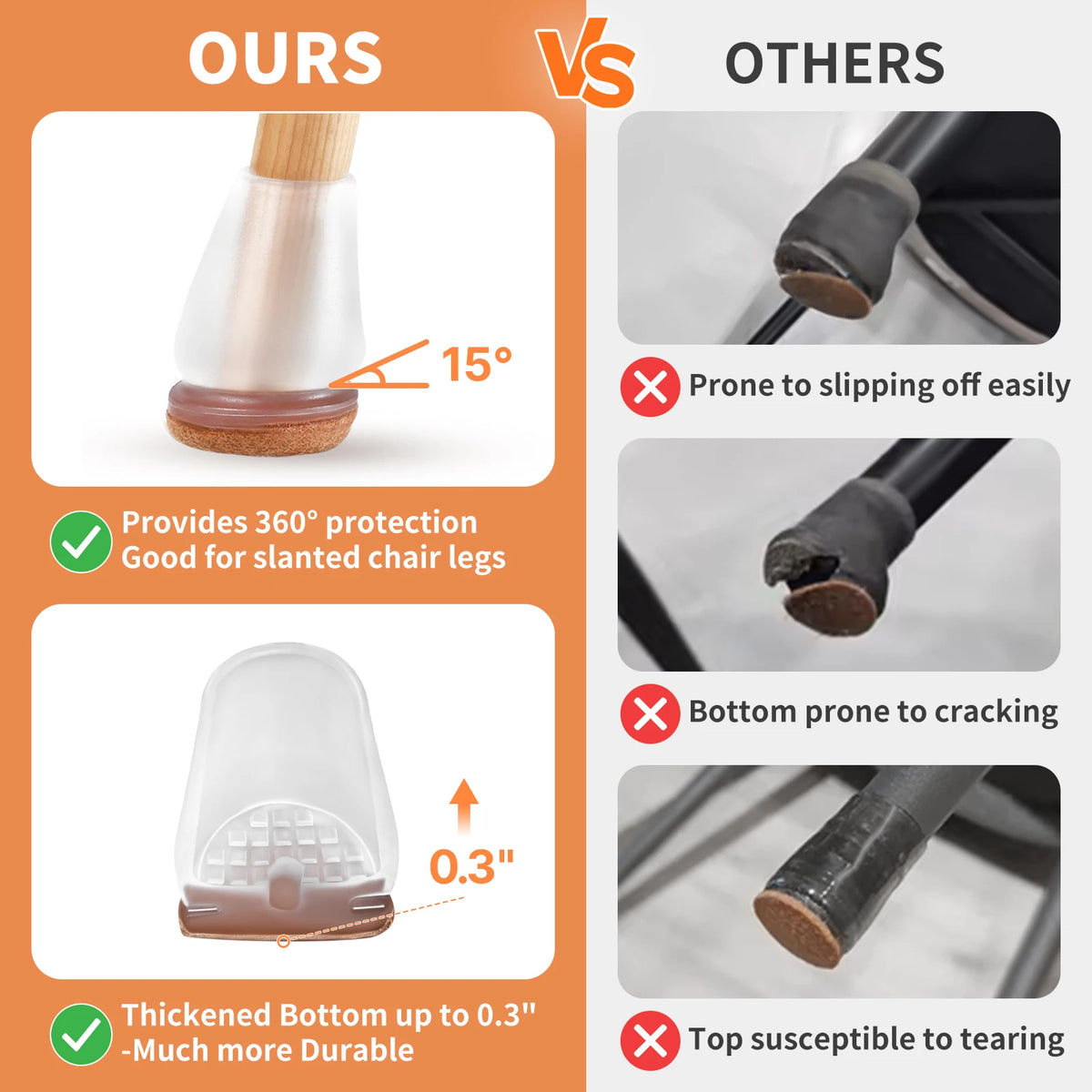 16PCS Chair Leg Floor Protectors With Thick Wrap Felt Pads Silicone Furniture Foot Cover Table Feet  Protect Floors
