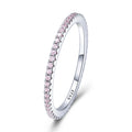 BAMOER 925 Sterling Silver Full Zircons Band Ring Rainbow CZ Geometric Stackable Circle Rings for Women Wedding Jewelry Gift