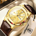 POEDAGAR Men's Fashion Leather Strap Waterproof Wristwatch