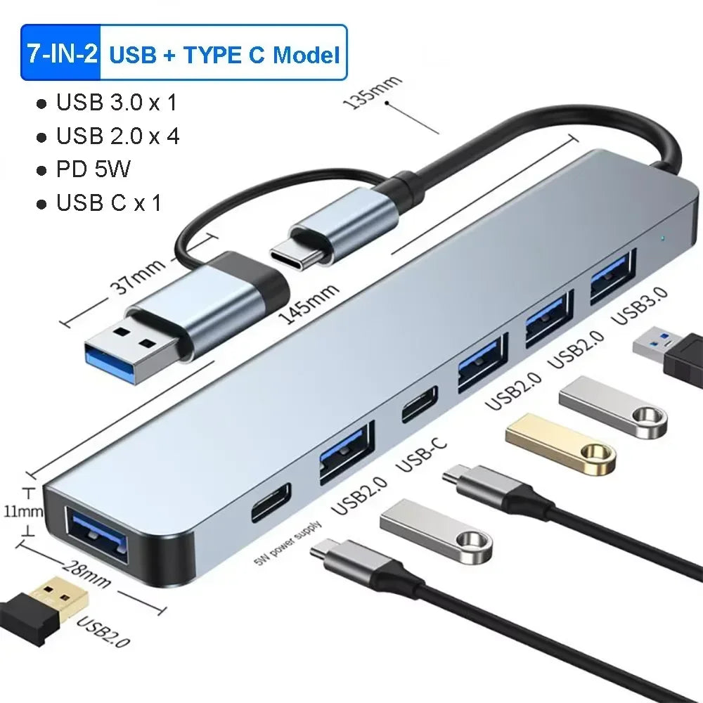 Hub USB-C 8 en 1 3.1 con HDMI 4K, RJ45, lector de tarjetas SD/TF y carga PD