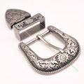 Heavy Duty Cowboy Western Floral Engraved Antique Silver Belt Buckle Set 1-1/2"