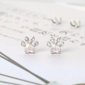 LAMOON Cat Paw 925 Sterling Silver Earrings for Women Rose Quartz Stud Earring Gemstone Stud Earings Fine Jewelry EI040-2