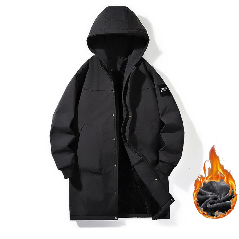Men's Long Trench Coat Hooded Fleece Windbreaker Oversize 9XL