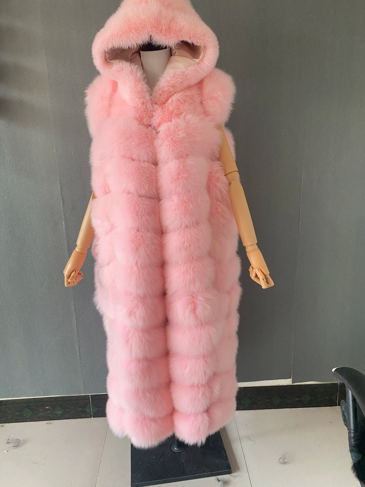 Lengthening Real Fox Fur Vest Natural Fur Coat for Jacket Female Coats Hood Waistcoat Long Fur Coats Real Fur Fox Vest Jacket