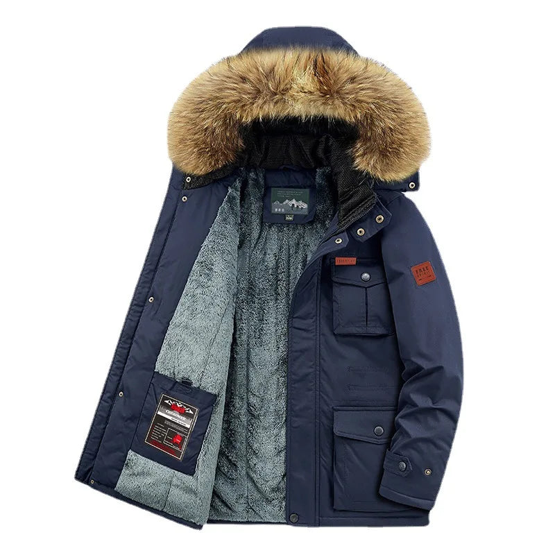 Parka de moda para hombre, talla grande 8XL, con capucha, gruesa, abrigada, resistente al viento, chaqueta de invierno para hombre