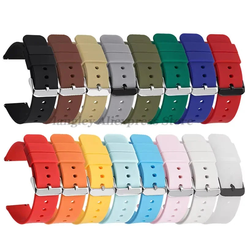 Silicone Watch Band 14/16/18/19/20/22/24mm Soft Quick Release Rubber Watch Straps for Samsung Galaxy for Garmin for Huawei Watch