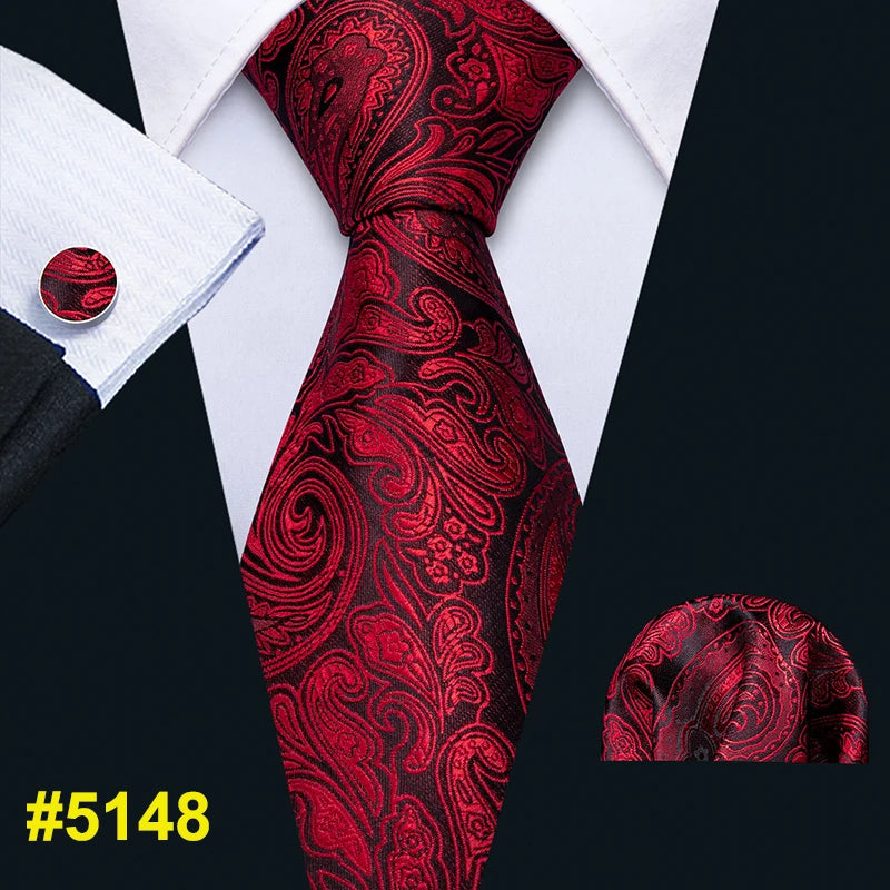 Nuevo conjunto de corbata y pañuelo de seda a cuadros rojos para hombre, corbatas de diseñador de moda Barry.Wang de 8.5 cm para fiesta, dropshipping FA-5151