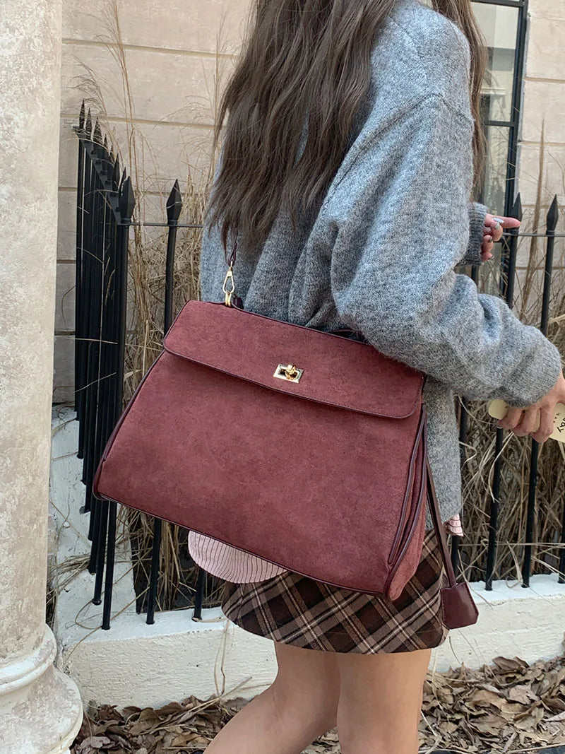 Faux Suede Large Capacity Women's Shoulder Messenger Tote Bag