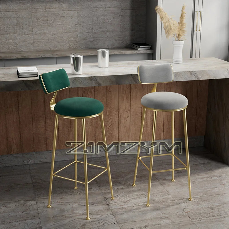 Nordic Light Modern Metal Bar Stool Portable Bar Stools Nordic Style Living Room High Chair Back Bar Stool