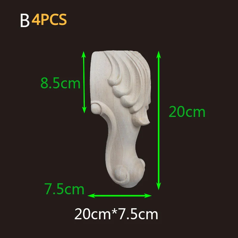 2-4pcs Wood Furniture Legs Sofa Couch Chair Ottoman Loveseat Coffee Table Cabinet Feet Bun Foot Wood Bend Appliques Onlays