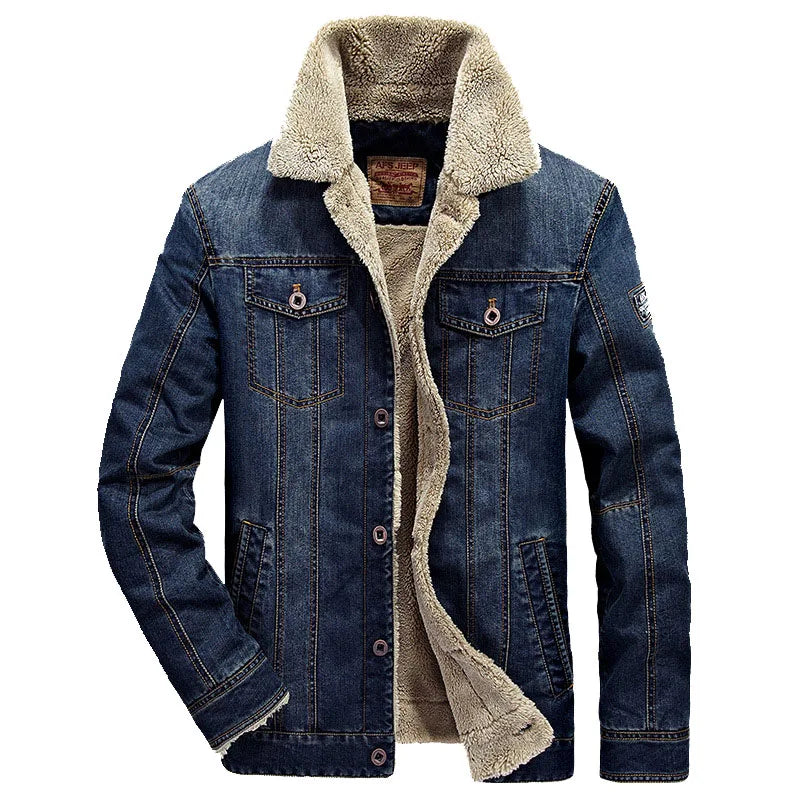 Chaqueta vaquera de hombre extragrande con forro polar y cierre de cremallera