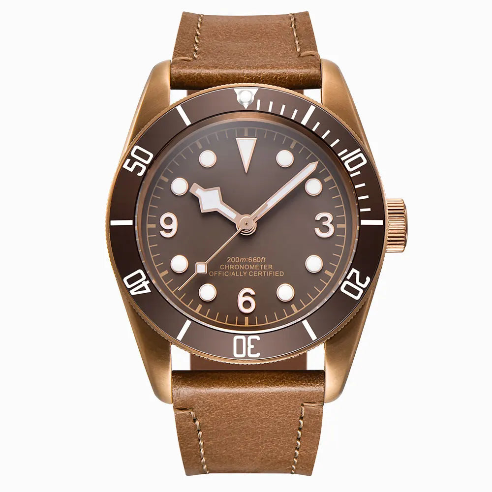 Custom Logo NH35A Miyota Sport 20ATM Watch PVD Coffee Bronze Case Sapphire Glass Luminous Deployant Clasp Deepwaterproof