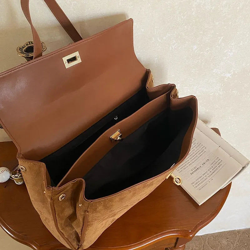 Faux Suede Large Capacity Women's Shoulder Messenger Tote Bag