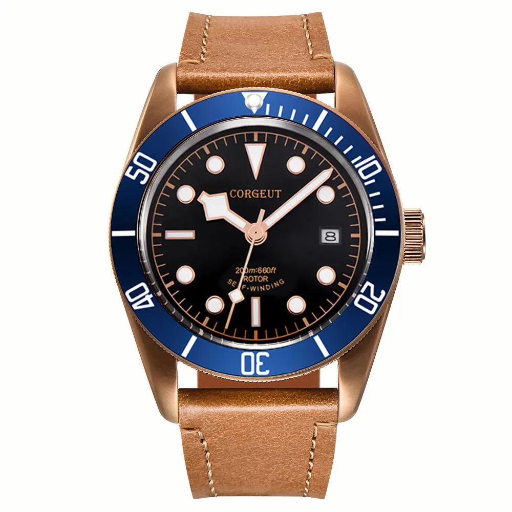 Custom Logo NH35A Miyota Sport 20ATM Watch PVD Coffee Bronze Case Sapphire Glass Luminous Deployant Clasp Deepwaterproof
