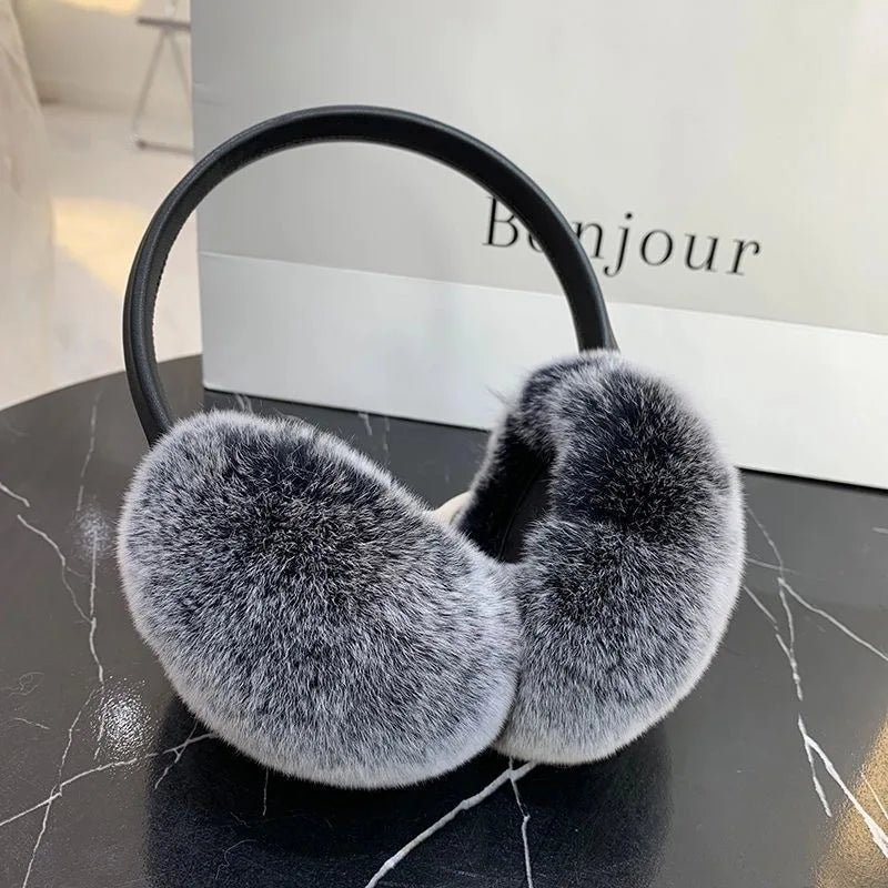 Natural 100% Rex Rabbit Fur Earmuffs Fashion Women Warm Russia Winter Real Fur Earmuffs Children Ear Cover Fur Earlap Girl