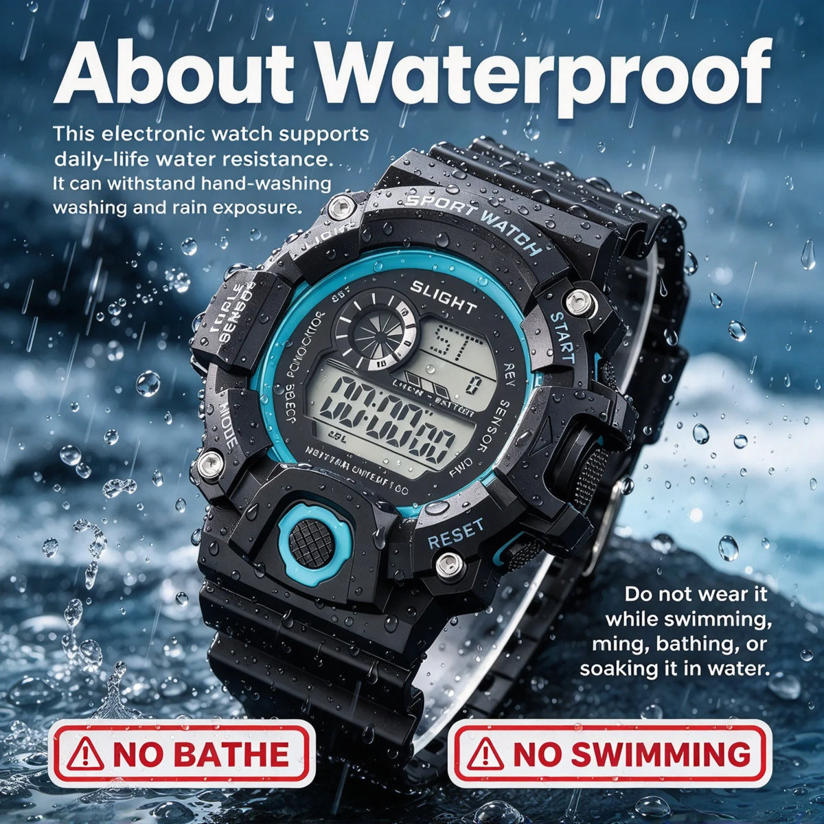Reloj deportivo electrónico para hombre, esfera grande, multifuncional, resistente al agua, luminoso, con alarma, reloj militar para niño y hombre