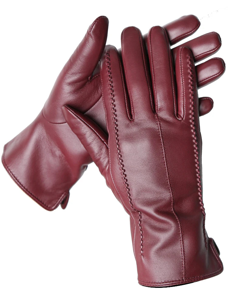 Women's Sheepskin Gloves Winter Warm Plus Velvet