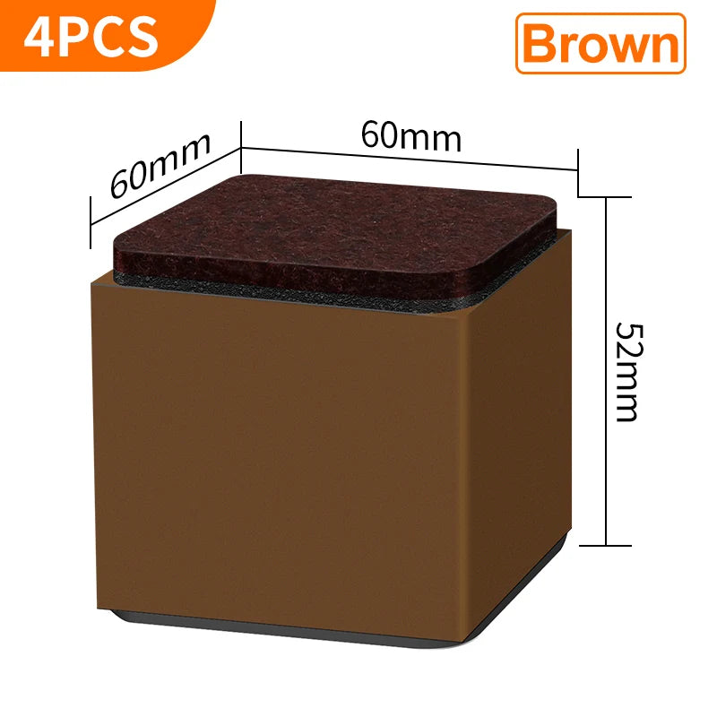 Bed Furniture Square Risers Solid Steel Bed Furniture Post Lifts Protect Floors Anti Scratch Wood and Carpet Surface Heavy Duty