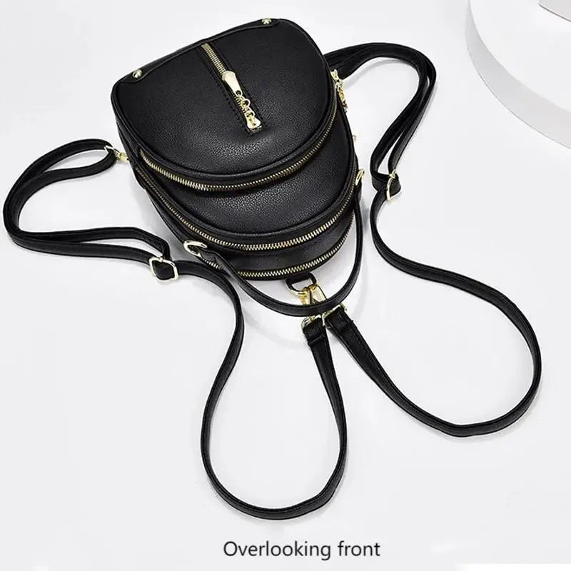Lightweight Small PU Leather Backpack for Women 3-Way Convertible Crossbody Bag