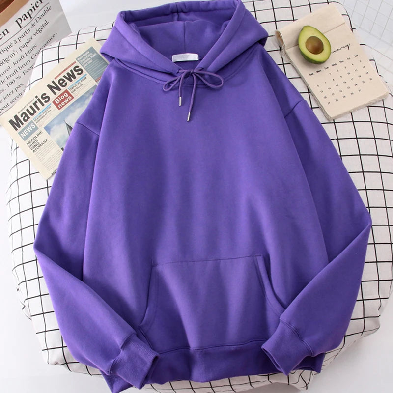 Autumn Casual Women's Solid Hoodie Comfortable Strecth Sweatshirts Loose Pocket Warm Clothes Fashion Street Female Pullovers