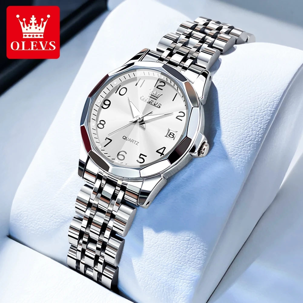 OLEVS 9970 Luxury Quartz Watch Classic Rhombus Mirror Waterproof Digital Dial Men's Watch Women's Watch Date Week Couple Watch