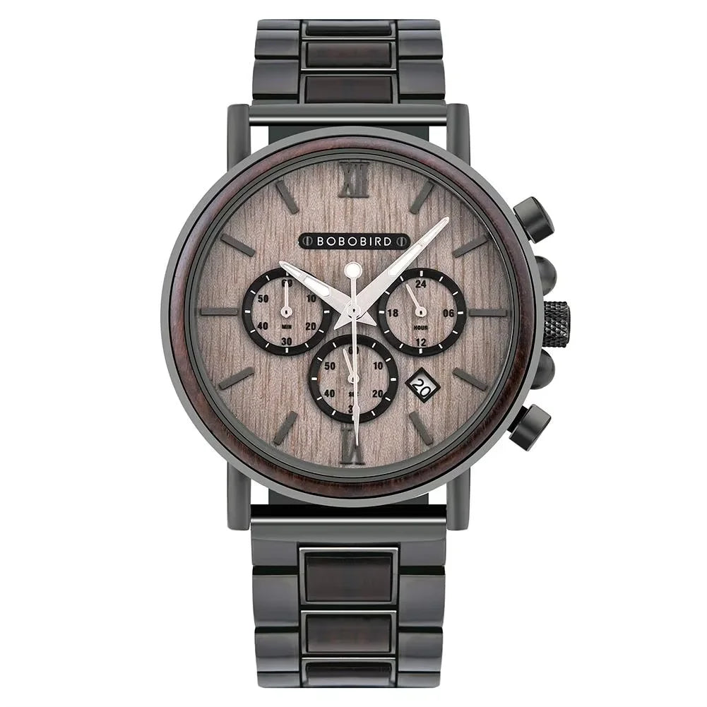 Men Watch BOBO BIRD Top New Fashion Wooden Quartz Wristwatch Luminous Multifunctal Automatic Calendar Timepiece Gift Relogio